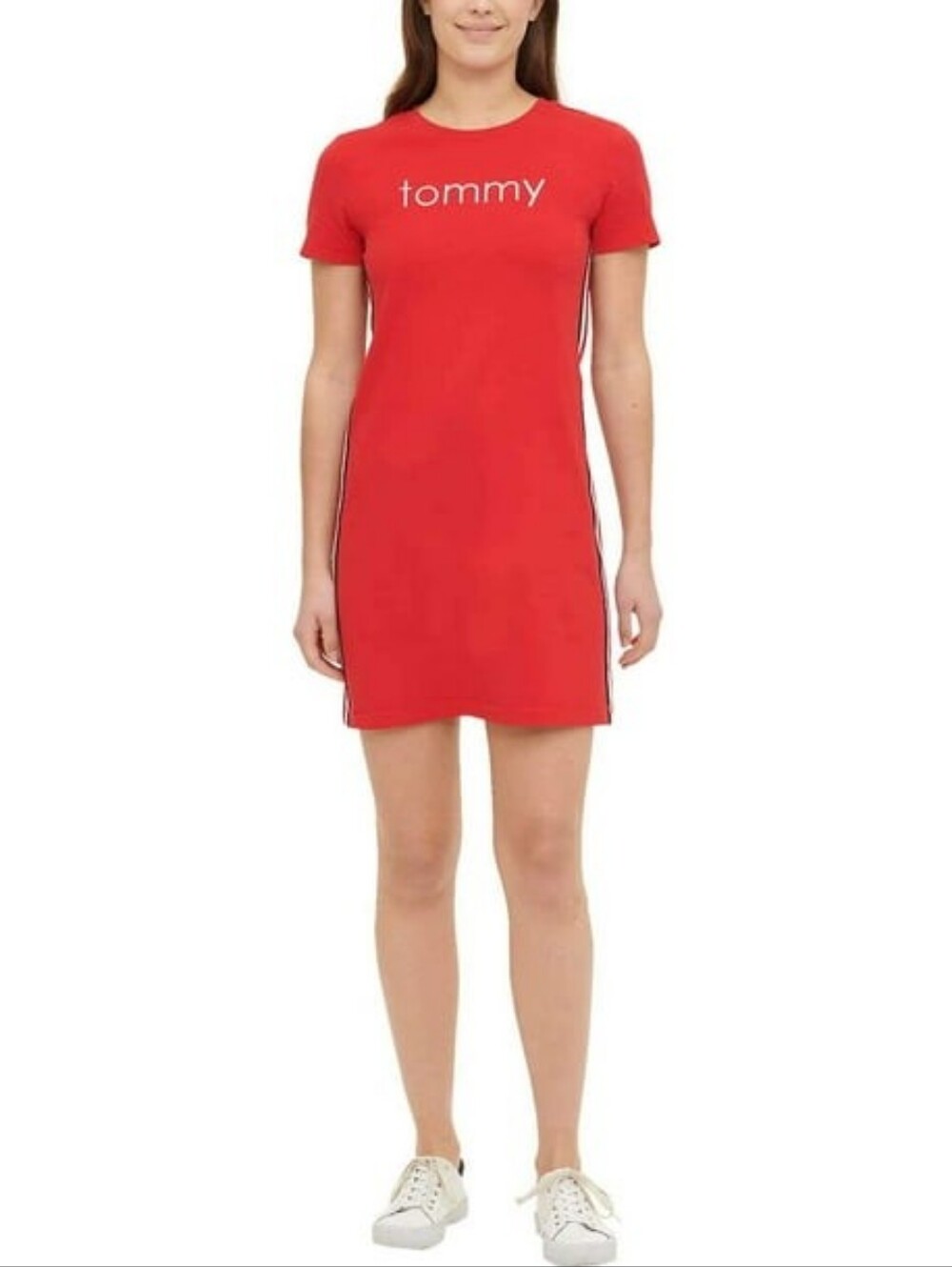 Tommy Hilfiger Red Short-Sleeve Side-Striped T-Shirt Dress - Size S